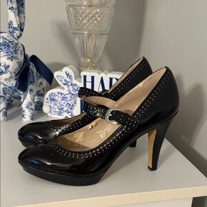 Franco Sarto Black Patent Mary Jane High Heels